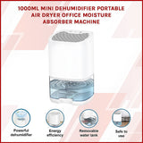 NNEDSZ 1000ML Mini Dehumidifier Portable Air Dryer Office Moisture Absorber Machine