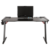 NNEDSZ LED Gaming Desk Computer Table with Cup Holder Headphone Hook Cable Hole