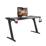 NNEDSZ LED Gaming Desk Computer Table with Cup Holder Headphone Hook Cable Hole