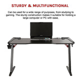 NNEDSZ LED Gaming Desk Computer Table with Cup Holder Headphone Hook Cable Hole