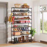 NNEDSZ 10 Tier Black Shoe Rack Metal Shoe Storage Organizer Rack 50-Pair Large Capacity
