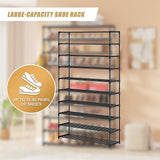 NNEDSZ 10 Tier Black Shoe Rack Metal Shoe Storage Organizer Rack 50-Pair Large Capacity