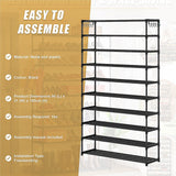 NNEDSZ 10 Tier Black Shoe Rack Metal Shoe Storage Organizer Rack 50-Pair Large Capacity
