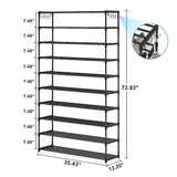 NNEDSZ 10 Tier Black Shoe Rack Metal Shoe Storage Organizer Rack 50-Pair Large Capacity