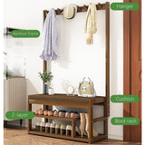 NNEDSZ 97x168cm Hallway Bench Coat Rack Stand Multifunctional Hall Shelf Entryway
