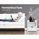 NNEDSZ Bedside Table Side Nightstand Storage Drawer Shelf Bedroom Unit