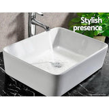 NNEDSZ Ceramic Bathroom Basin Vanity Sink Square Above Counter Top Mount Bowl