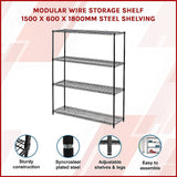 NNEDSZ Modular Wire Storage Shelf 1500 x 600 x 1800mm Steel Shelving