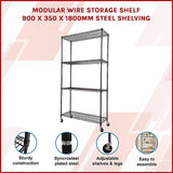 NNEDSZ Modular Wire Storage Shelf 900 x 350 x 1800mm Steel Shelving