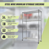 NNEDSZ Modular Wire Storage Shelf 1500 x 450 x 1920mm Steel Shelving with Wheels