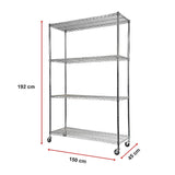 NNEDSZ Modular Wire Storage Shelf 1500 x 450 x 1920mm Steel Shelving with Wheels
