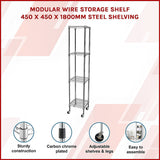 NNEDSZ Modular Wire Storage Shelf 450 x 450 x 1800mm Steel Shelving