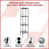 NNEDSZ Modular Wire Storage Shelf 450 x 450 x 1800mm Steel Shelving