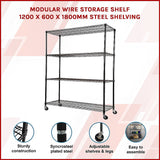 NNEDSZ Modular Wire Storage Shelf 1200 x 600 x 1800mm Steel Shelving