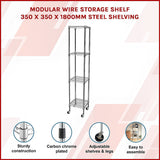 NNEDSZ Modular Wire Storage Shelf 350 x 350 x 1800mm Steel Shelving