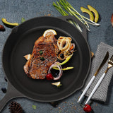 NNEDSZ Non-stick Frying Pan Cast Iron Steak Skillet Round BBQ Grill Cookware 30cm
