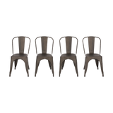 NNEDSZ 4x Kitchen Dining Chairs Stackable Vintage Metal Chair Backrest Side Chair