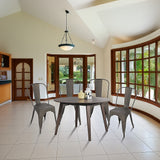NNEDSZ 4x Kitchen Dining Chairs Stackable Vintage Metal Chair Backrest Side Chair