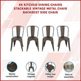 NNEDSZ 4x Kitchen Dining Chairs Stackable Vintage Metal Chair Backrest Side Chair