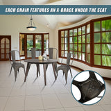 NNEDSZ 4x Kitchen Dining Chairs Stackable Vintage Metal Chair Backrest Side Chair