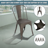 NNEDSZ 4x Kitchen Dining Chairs Stackable Vintage Metal Chair Backrest Side Chair