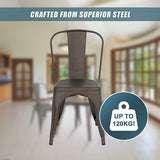 NNEDSZ 4x Kitchen Dining Chairs Stackable Vintage Metal Chair Backrest Side Chair