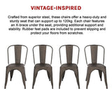 NNEDSZ 4x Kitchen Dining Chairs Stackable Vintage Metal Chair Backrest Side Chair