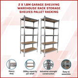 NNEDSZ 2 x 1.8M Garage Shelving Warehouse Rack Storage Shelves Pallet Racking