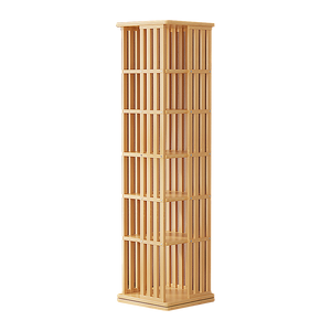 NNEDSZ 360 Rotating Bookshelf Bamboo Storage Display Rack Shelving in Wood