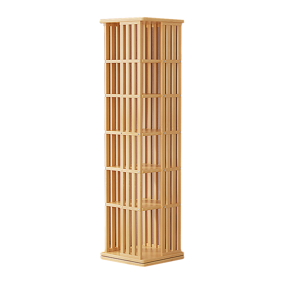 NNEDSZ 360 Rotating Bookshelf Bamboo Storage Display Rack Shelving in Wood