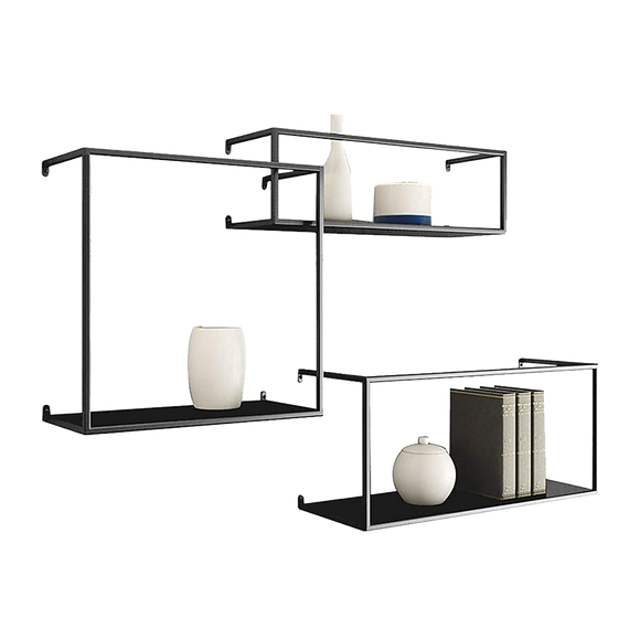 NNEDSZ Floating Shelves Retro Industrial Ledge Black Metal Display Stand