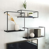 NNEDSZ Floating Shelves Retro Industrial Ledge Black Metal Display Stand