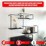 NNEDSZ Floating Shelves Retro Industrial Ledge Black Metal Display Stand