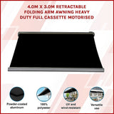 NNEDSZ 4.0m x 3.0m Retractable Folding Arm Awning Heavy Duty Full Cassette Motorised