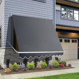 NNEDSZ Retractable Fixed Pivot Arm Window Awning Patio Garden Blinds 2.4m x 2.1m Grey