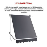 NNEDSZ Retractable Fixed Pivot Arm Window Awning Patio Garden Blinds 2.4m x 2.1m Grey