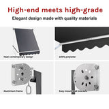 NNEDSZ Retractable Fixed Pivot Arm Window Awning Patio Garden Blinds 2.4m x 2.1m Grey