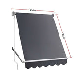 NNEDSZ Retractable Fixed Pivot Arm Window Awning Patio Garden Blinds 2.4m x 2.1m Grey