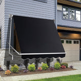 NNEDSZ Retractable Fixed Pivot Arm Window Awning Patio Garden Blinds 2.4m x 2.1m Black