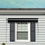 NNEDSZ Retractable Fixed Pivot Arm Window Awning Patio Garden Blinds 2.4m x 2.1m Black