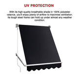 NNEDSZ Retractable Fixed Pivot Arm Window Awning Patio Garden Blinds 2.4m x 2.1m Black