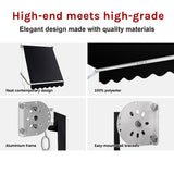 NNEDSZ Retractable Fixed Pivot Arm Window Awning Patio Garden Blinds 2.4m x 2.1m Black