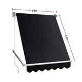 NNEDSZ Retractable Fixed Pivot Arm Window Awning Patio Garden Blinds 2.4m x 2.1m Black