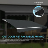 NNEDSZ Outdoor Folding Arm Awning Retractable Sunshade Canopy Grey 3.0m x 2.5m