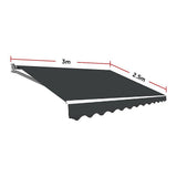 NNEDSZ Outdoor Folding Arm Awning Retractable Sunshade Canopy Grey 3.0m x 2.5m