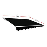 NNEDSZ Outdoor Folding Arm Awning Retractable Sunshade Canopy Black 3.0m x 2.5m