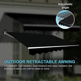 NNEDSZ Outdoor Folding Arm Awning Retractable Sunshade Canopy Black 3.0m x 2.5m