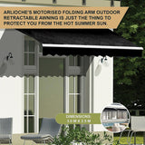 NNEDSZ Outdoor Folding Arm Awning Retractable Sunshade Canopy Black 3.0m x 2.5m