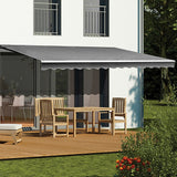 NNEDSZ Outdoor Folding Arm Awning Retractable Sunshade Canopy Grey 4.0m x 2.5m