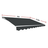 NNEDSZ Outdoor Folding Arm Awning Retractable Sunshade Canopy Grey 4.0m x 2.5m